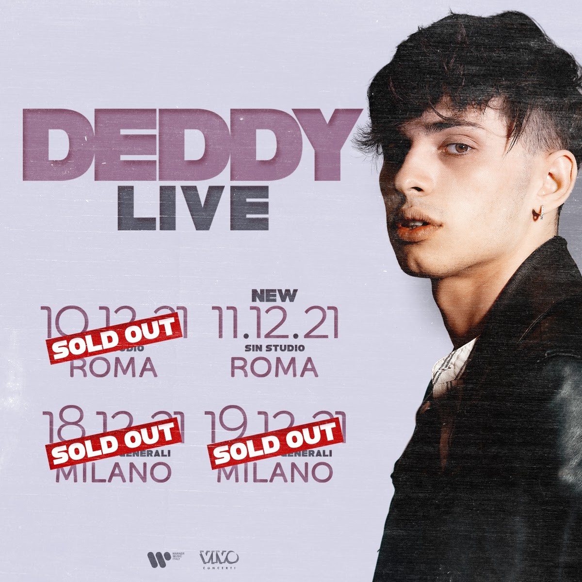 Deddy, concerti a dicembre 2021 a Roma e Milano: info date e biglietti e primi sold out