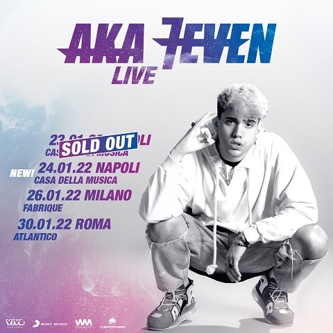 Aka 7even Live, i concerti annunciati a gennaio 2022: sold out prima data a Napoli (info biglietti)
