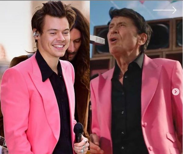 Gianni Morandi scherza sul look simile a Harry Styles:”Io copio lui o viceversa?”