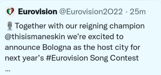 Eurovision 2022 Bologna fake