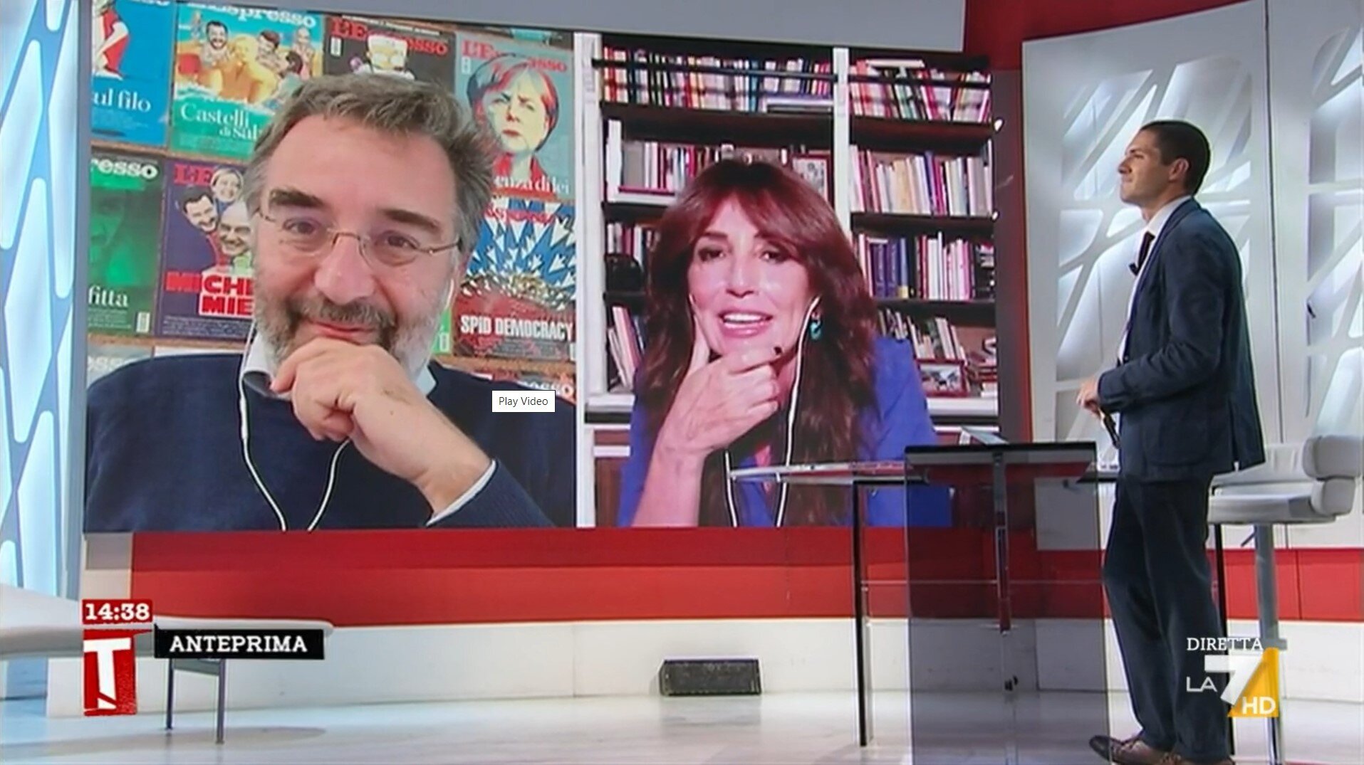 Tagadà, Tiziana Panella in collegamento da casa per una quarantena. In studio Luca Sappino
