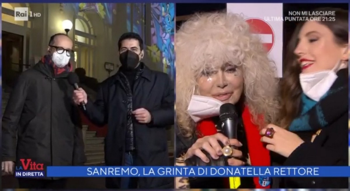 Rettore intona la canzone di Sanremo 2022 a La Vita in Diretta, Ditonellapiaga: “Non si può cantare!”