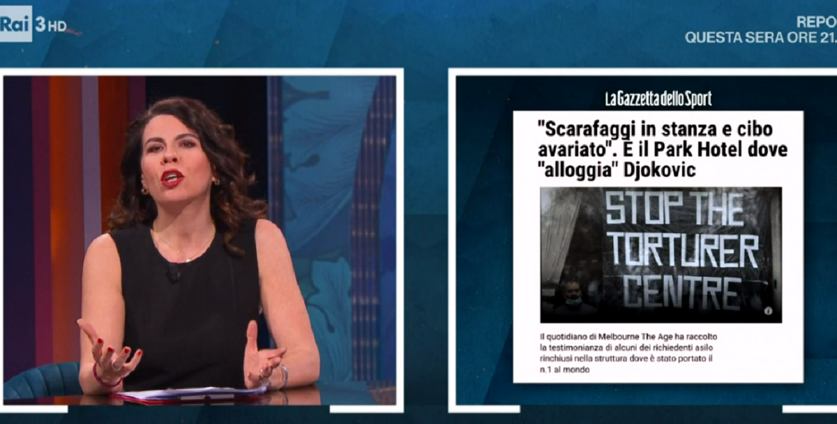 Che succ3de?, il programma comico di Geppi Cucciari che dà voce agli oppressi (come i migranti prigionieri nell’hotel di Novak Djokovic)