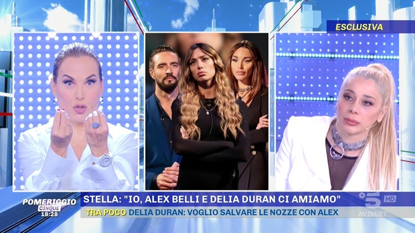 Pomeriggio Cinque, Stella: “Io, Alex Belli e Delia Duran ci amiamo” (video)