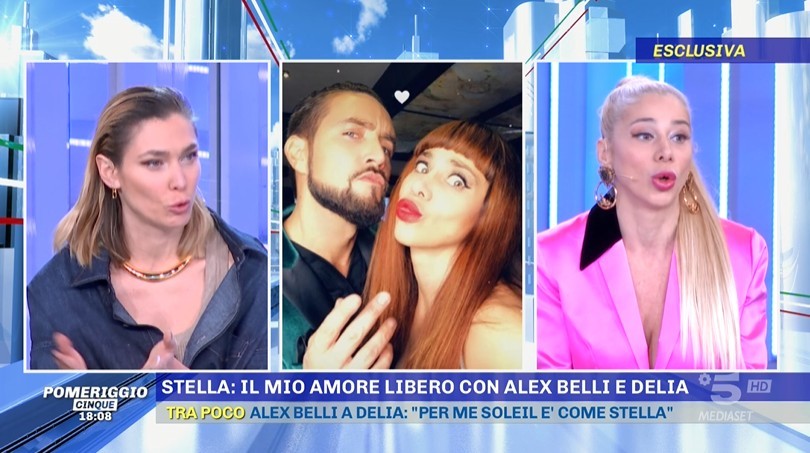 Pomeriggio 5, Stella: “Con Alex Belli affinità a livello energetico. A me piace molto Soleil Sorge” (video)