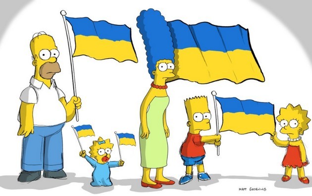 I Simpson: la foto con la bandiera dell’Ucraina