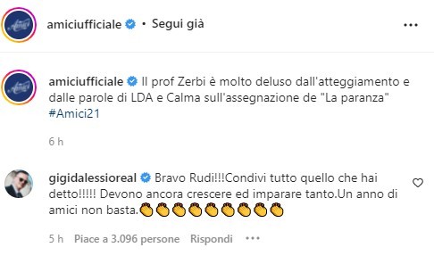 Amici 21, Gigi D’Alessio rimprovera LDA e Calma: “Devono ancora crescere ed imparare tanto”