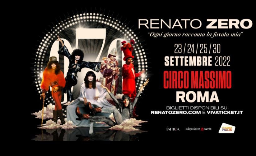Renato Zero al Circo Massimo a Roma in concerto il 23, 24, 25, 30 settembre e 1 ottobre  (info biglietti)