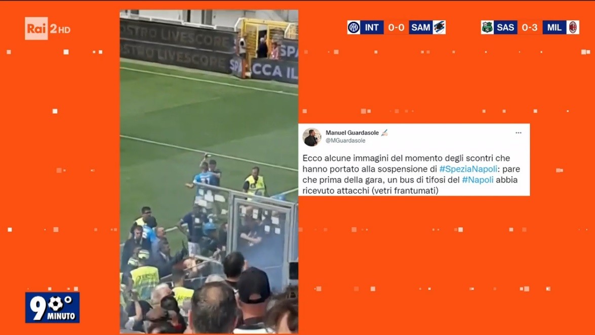 Spezia-Napoli e gli scontri censurati da Dazn. Attacco da 90° Minuto: “Dittatura del perbenismo”