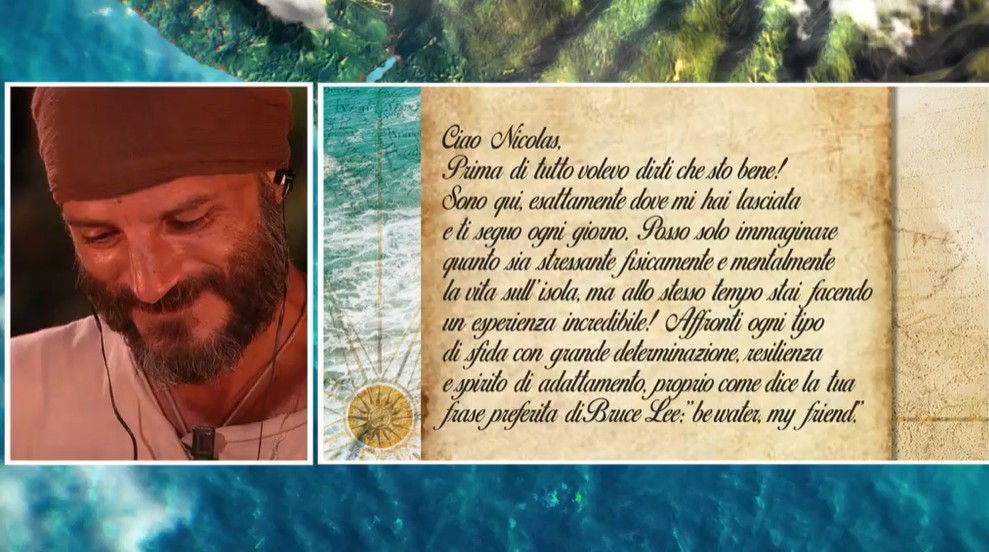 L’Isola dei Famosi 2022, Nicolas Vaporidis riceve la lettera della fidanzata Ali (video)