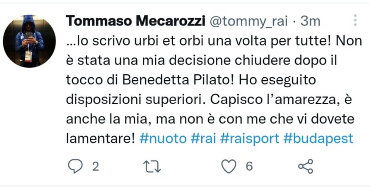 Pilato oro ai Mondiali di nuoto, telecronista Rai: “Sono amareggiato, Rai2 ha chiuso la diretta subito”