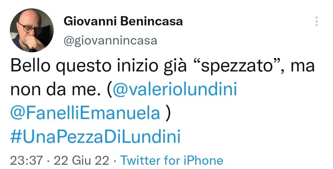 giovanni benincasa inizio tagliato una pezza di lundini