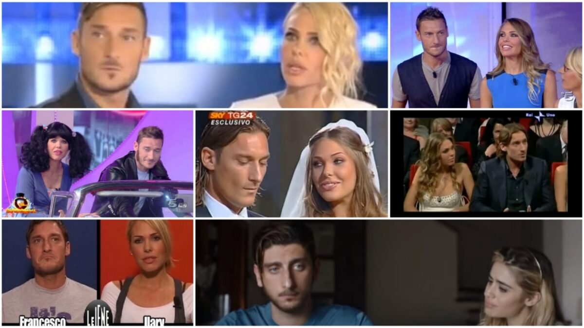 Totti e Ilary: nozze, gravidanze, spot, ospitate e una fiction. Vent’anni di amore vissuto in tv