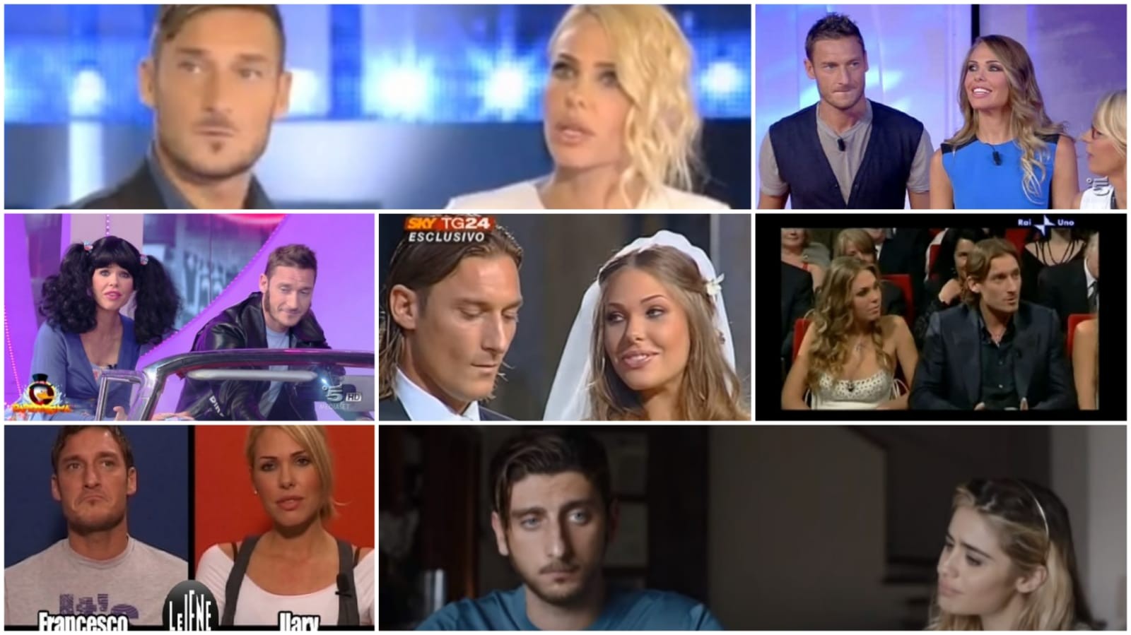 Totti e Ilary: nozze, gravidanze, spot, ospitate e una fiction. Vent’anni di amore vissuto in tv