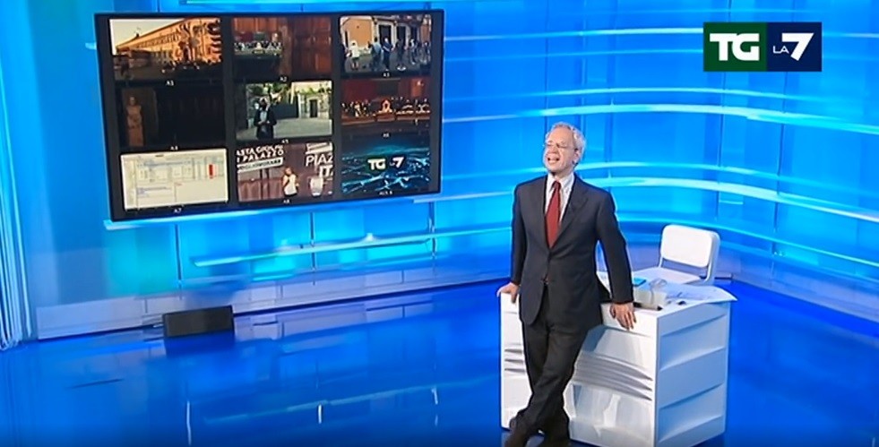 Tg La7 comincia dopo una pubblicità infinita. Mentana si arrabbia: “Forse è una punizione”