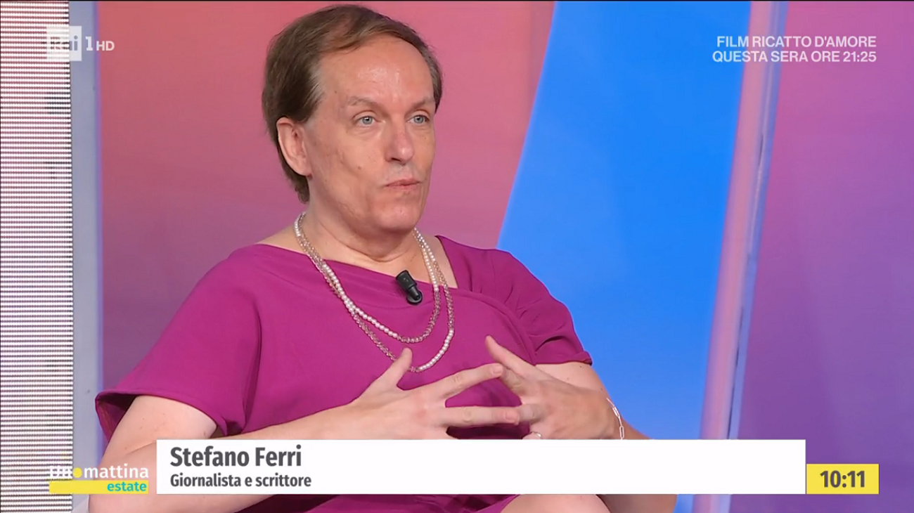 Unomattina Estate, Lucio Malan (Fdi) contro il giornalista Stefano Ferri, eterosessuale che veste in abiti femminili