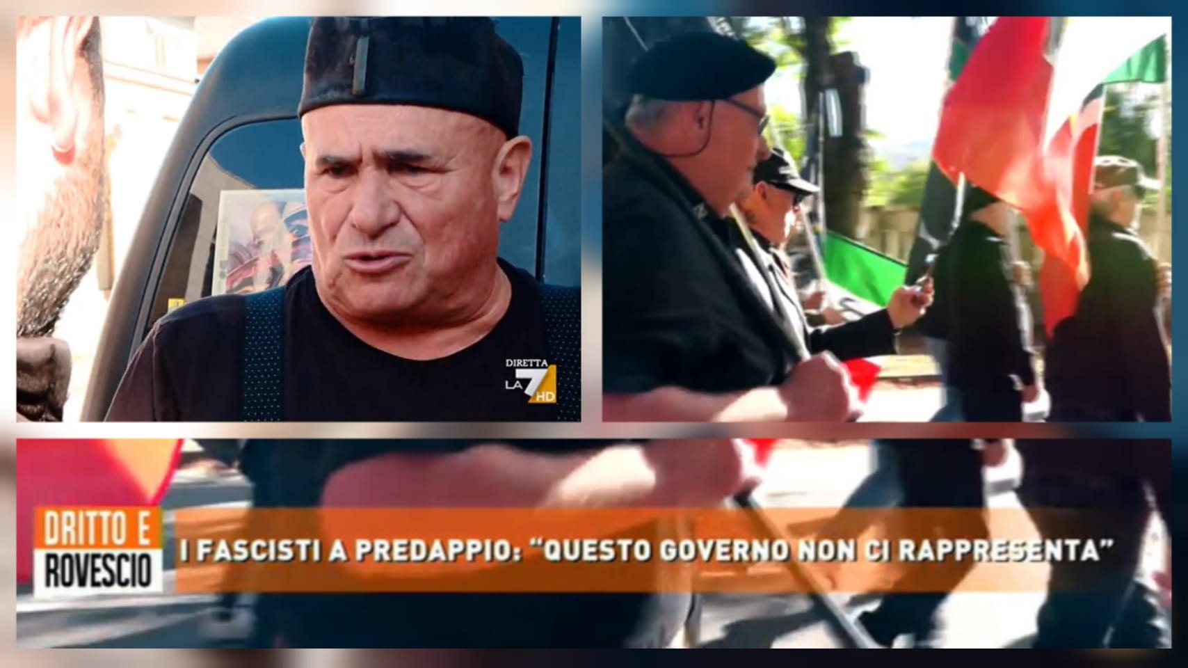 Dritto e rovescio e Piazzapulita, stesso servizio su Predappio, ma conclusioni agli antipodi
