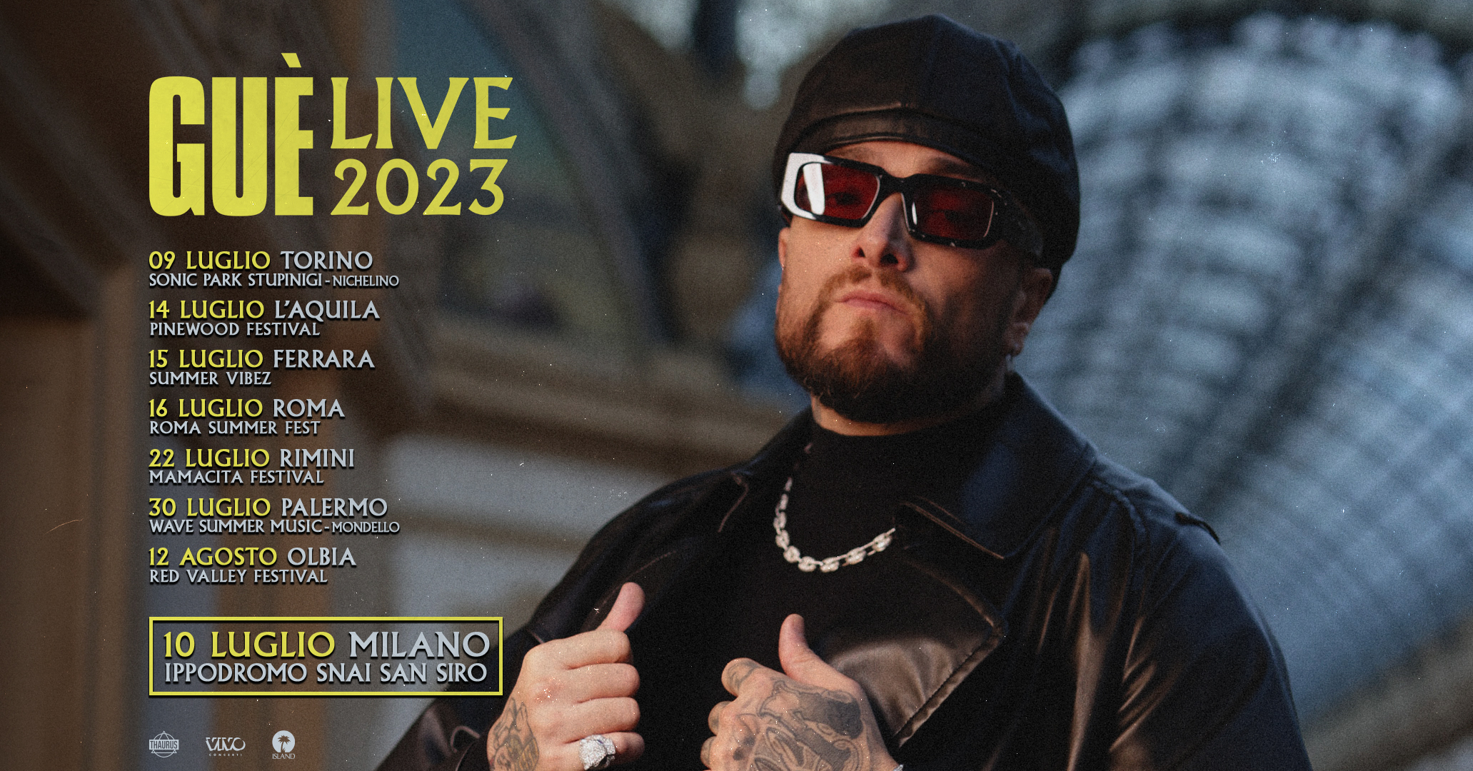 Guè Live 2023 a luglio e agosto in tutti i principali festival e le arene estive in tutta Italia (biglietti)