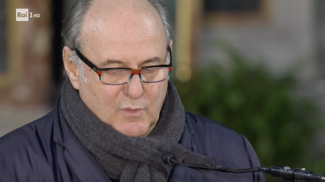 La Preghiera degli Artisti letta da Gerry Scotti durante i funerali di Maurizio Costanzo