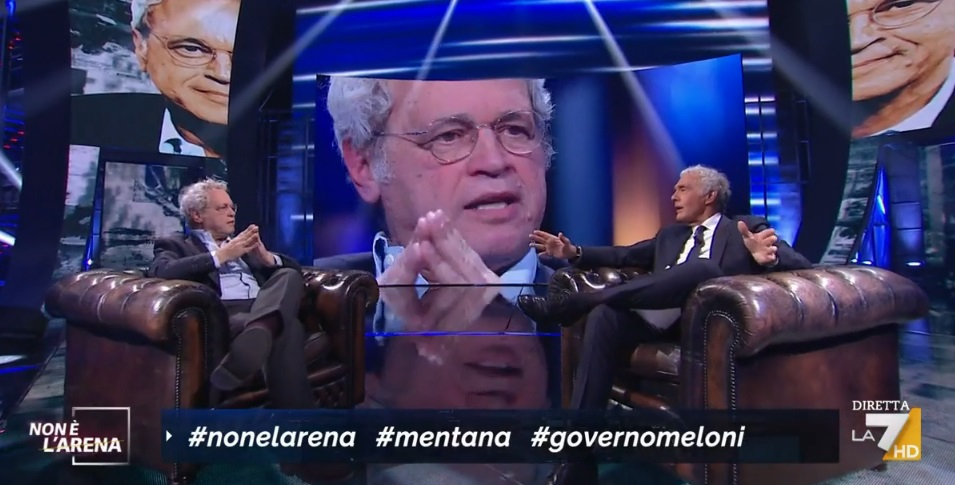 Non è l’Arena riprende le parole di Sangiuliano, ma non cita Fazio. Giletti: “Tornare in Rai? Mai dire mai”