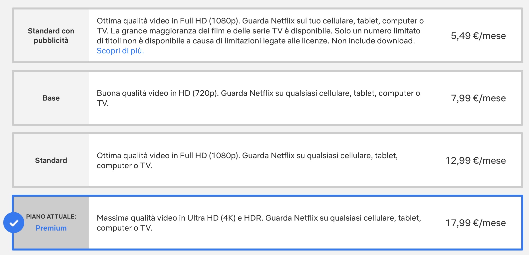 Netflix Piani Pubblicità Standard