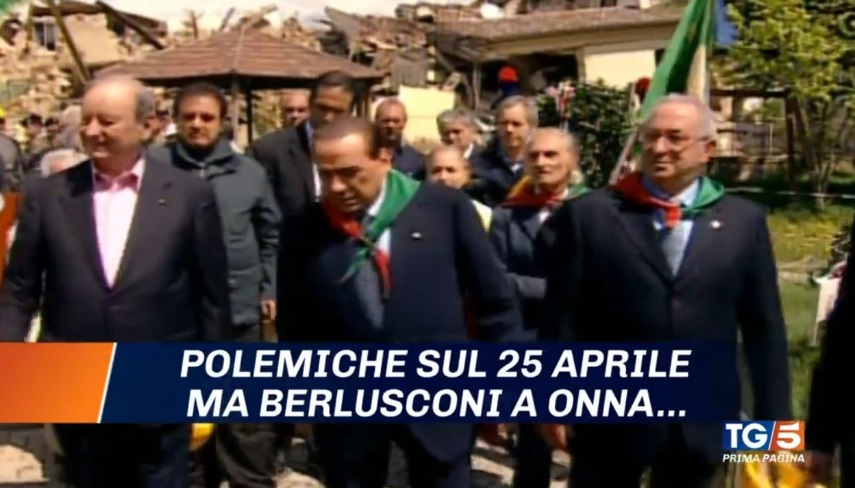 Festa della Liberazione, Mediaset rilancia il discorso di Berlusconi a Onna
