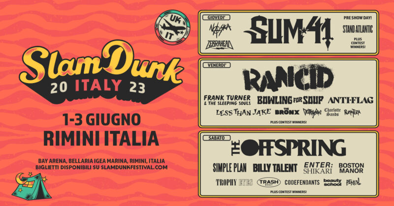 Slam Dunk Festival Italy: tutte le informazioni sul festival con Sum 41, Rancid e Offspring