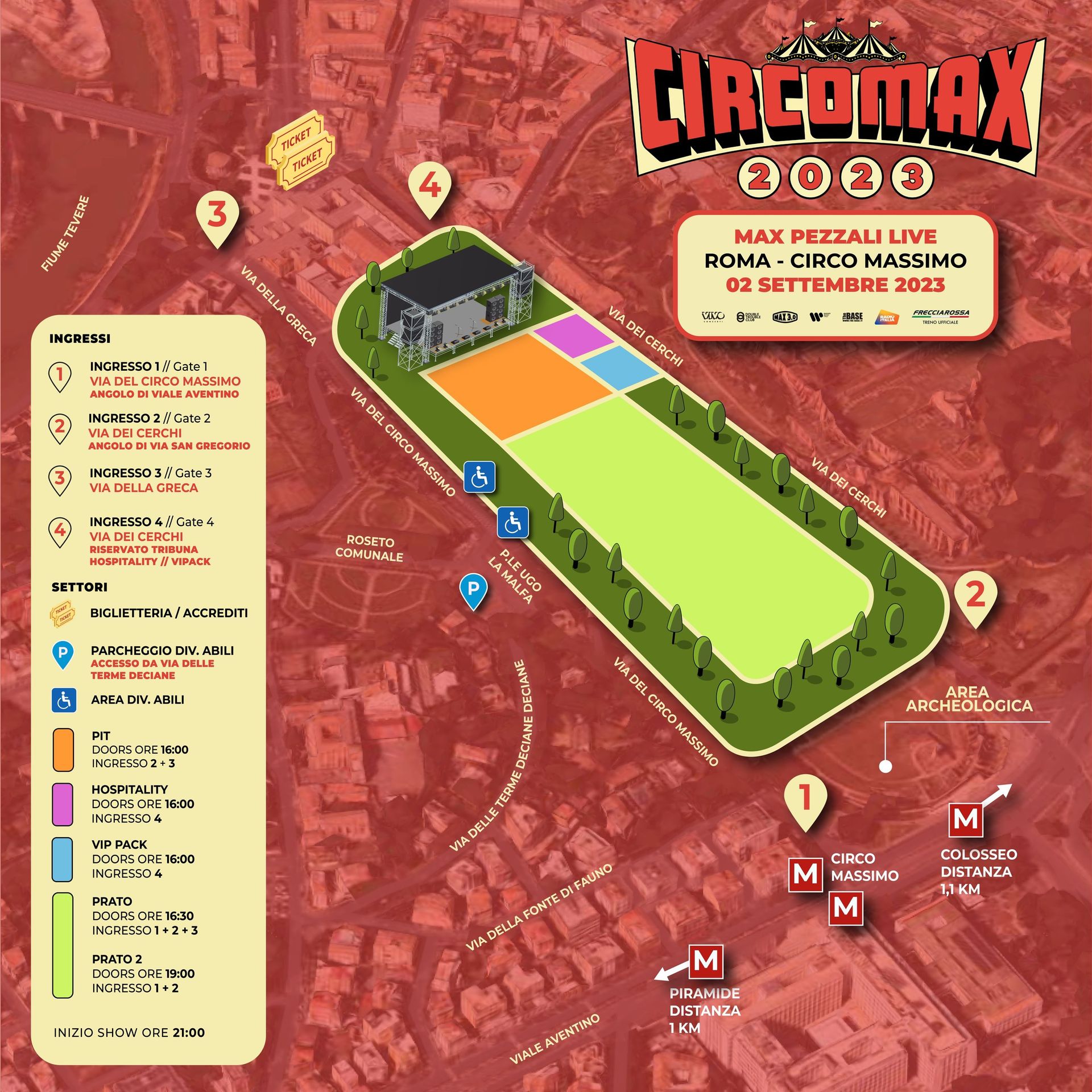 Max Pezzali Circo Massimo Mappa e posti