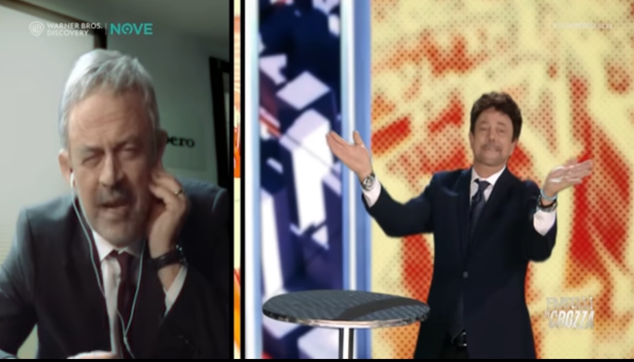 Crozza non molla l’imitazione di Giambruno. Senaldi: “Ringrazio Maurizio, mi fa più bello di quello che sono”