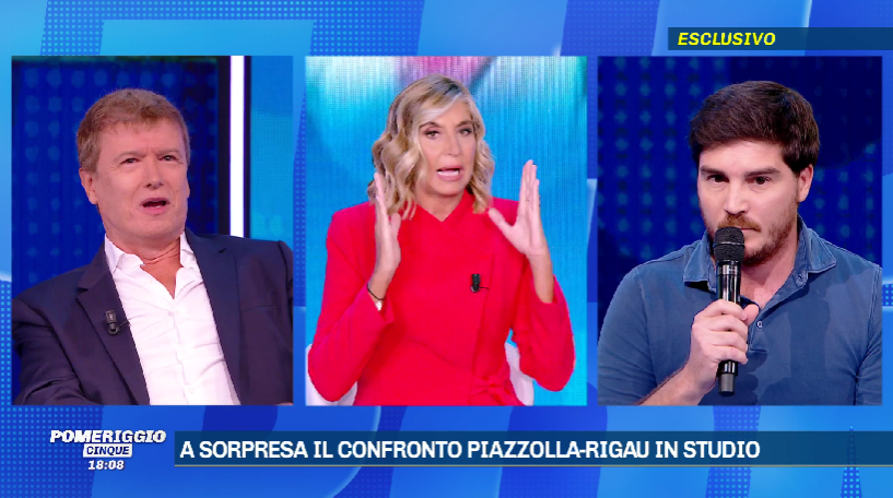 Pomeriggio 5 perde la d’Urso ma non il trash. Rigau a Piazzolla: “Ti ammazzo”(VIDEO)