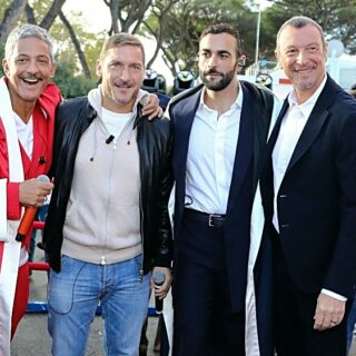 Amadeus Fiorello Mengoni Totti Festival di Sanremo