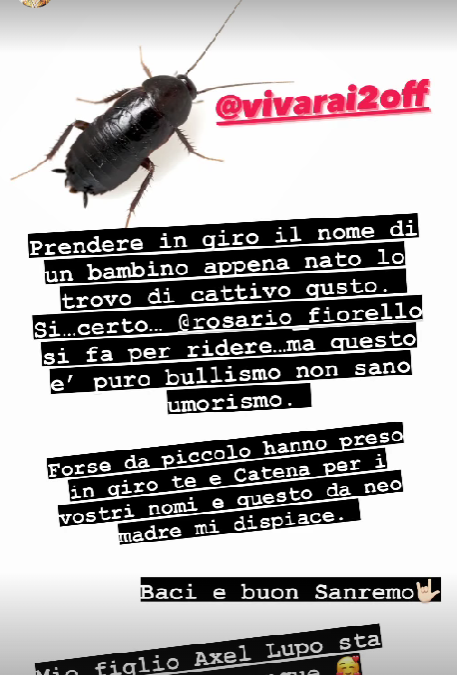 Romina Carrisi contro Fiorello: “Prende in giro il nome di mio figlio appena nato, è bullismo”