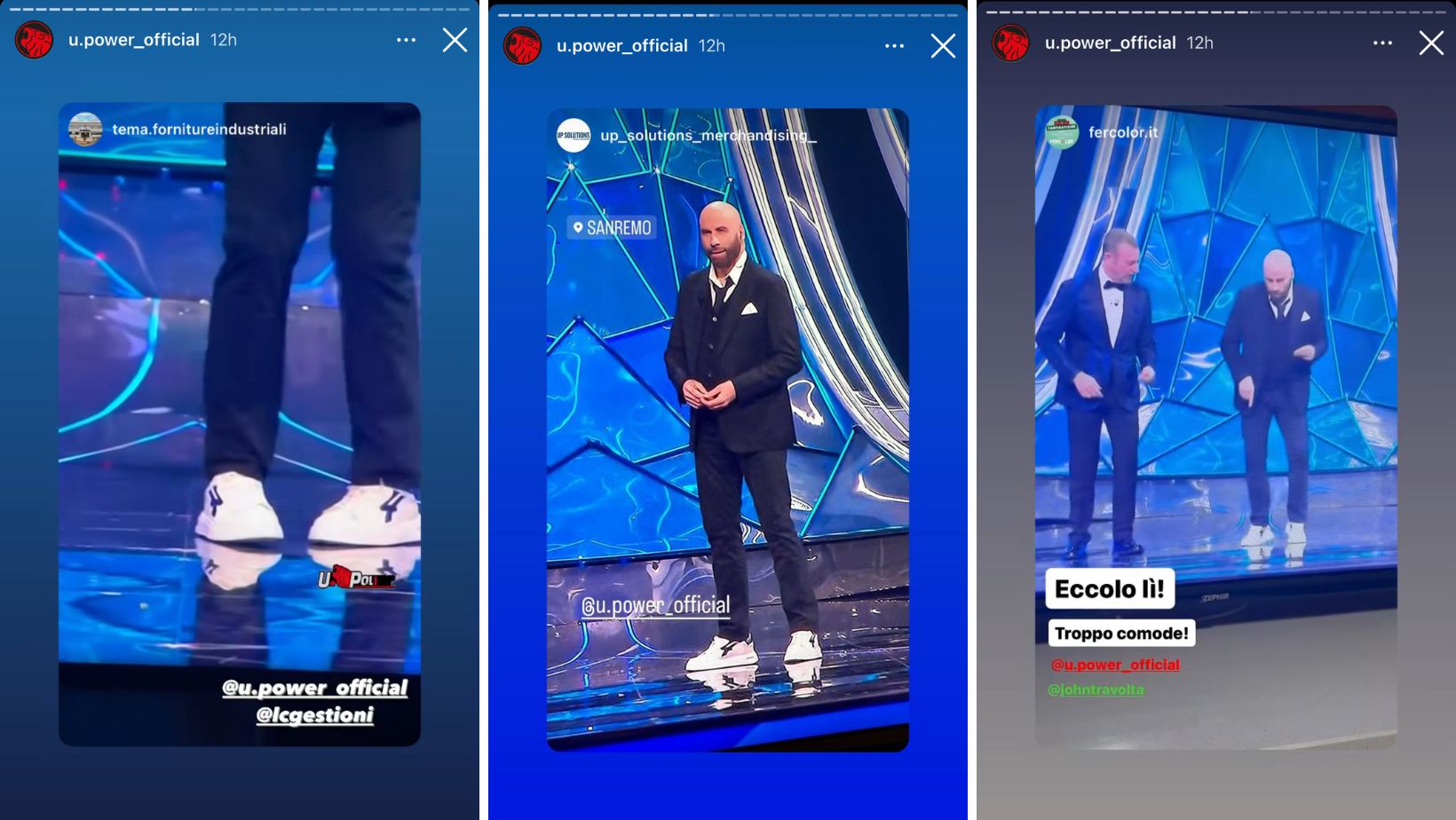 John Travolta Sanremo U-Power Social