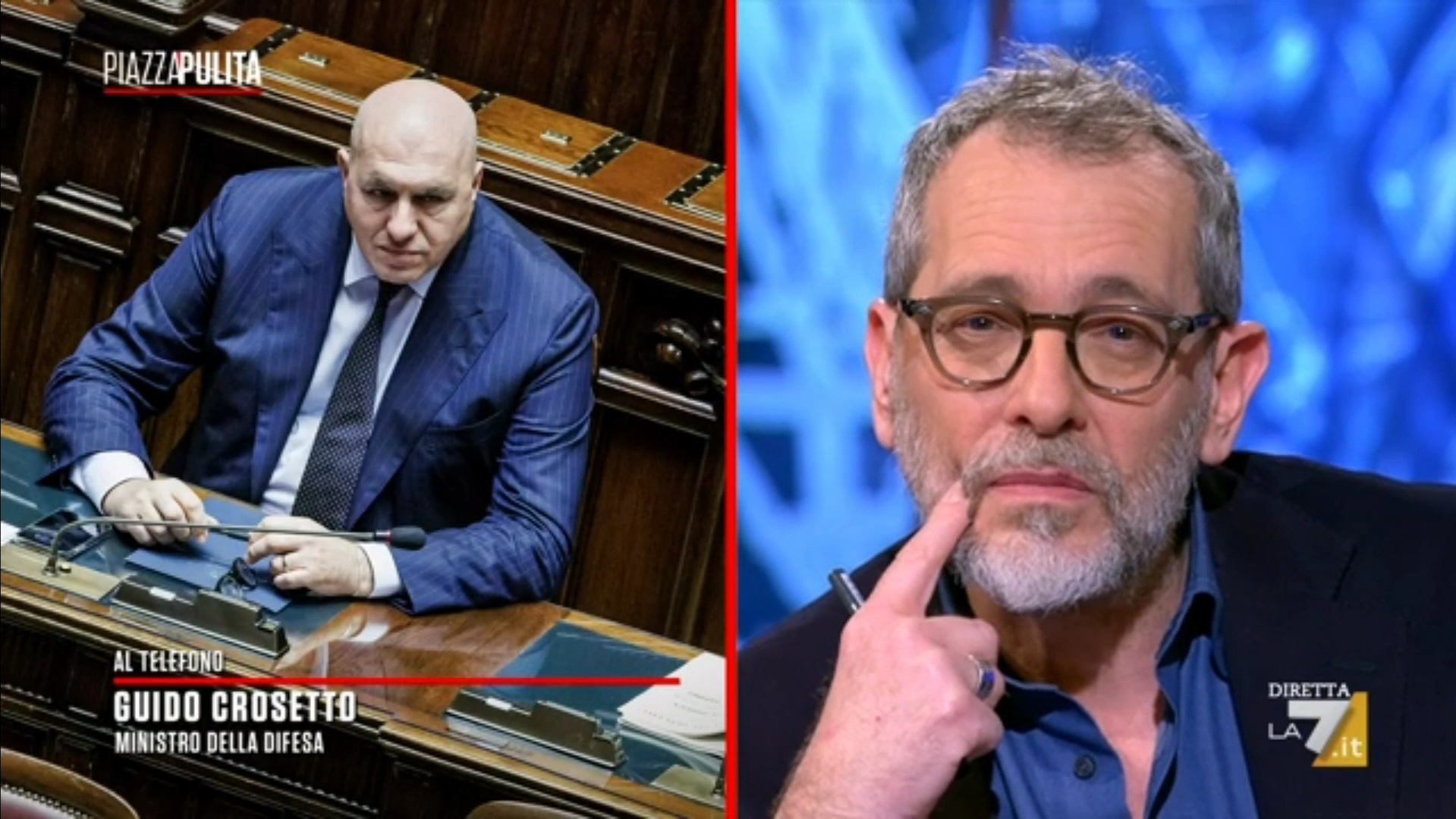 Crosetto interviene a Piazzapulita. Montanari: “È imperialismo mediatico”