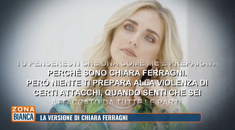 A Zona Bianca il commento delle parole della Ferragni da Fazio. Senza mai citare Fazio