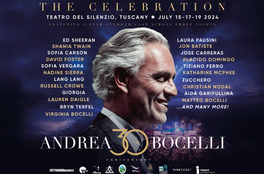 Andrea Bocelli, concerti a Lajatico il 15, 17 e 19 luglio 2024 per i trent’anni di carriera: tutti gli ospiti e info biglietti