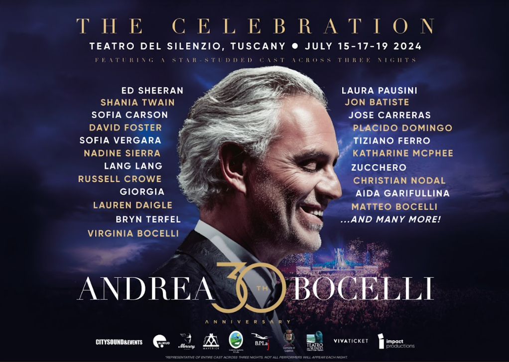 Andrea Bocelli, concerti a Lajatico il 15, 17 e 19 luglio 2024 per i trent’anni di carriera: tutti gli ospiti e info biglietti