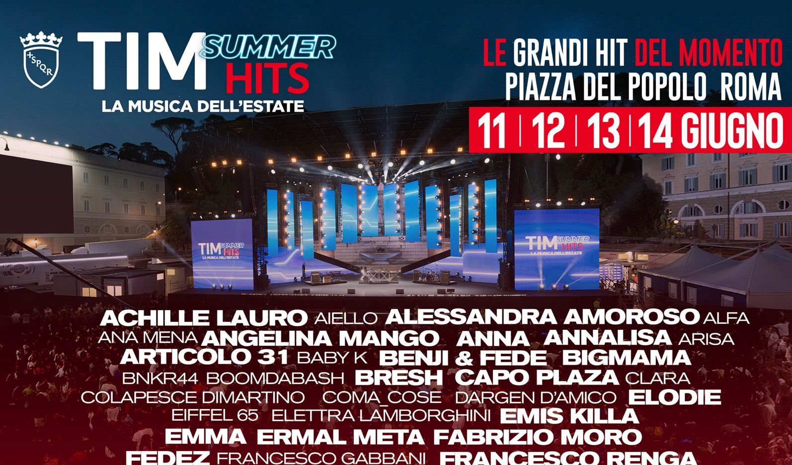 Tim Summer Hits 2024 a Roma: cantanti, date e orario