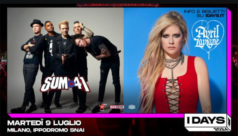 Scaletta Sum 41 + Avril Lavigne a Milano, concerto I-Days 9 luglio 2024: ordine delle canzoni