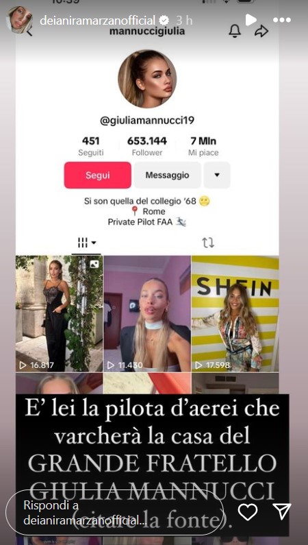 Giulia Mannucci al Grande Fratello