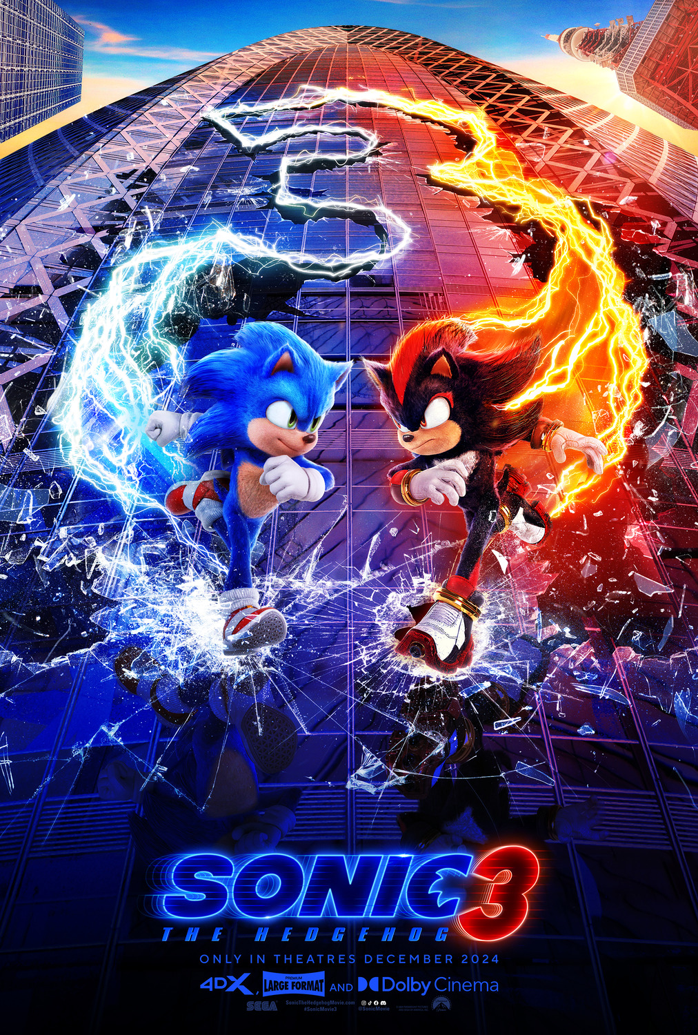 Primo trailer italiano e poster del terzo film live-action di "Sonic 3 - Il film", il sequel con Jim Carrey, Keanu Reeves e idris Elba - Al cinema dal 1° gennaio 2025.