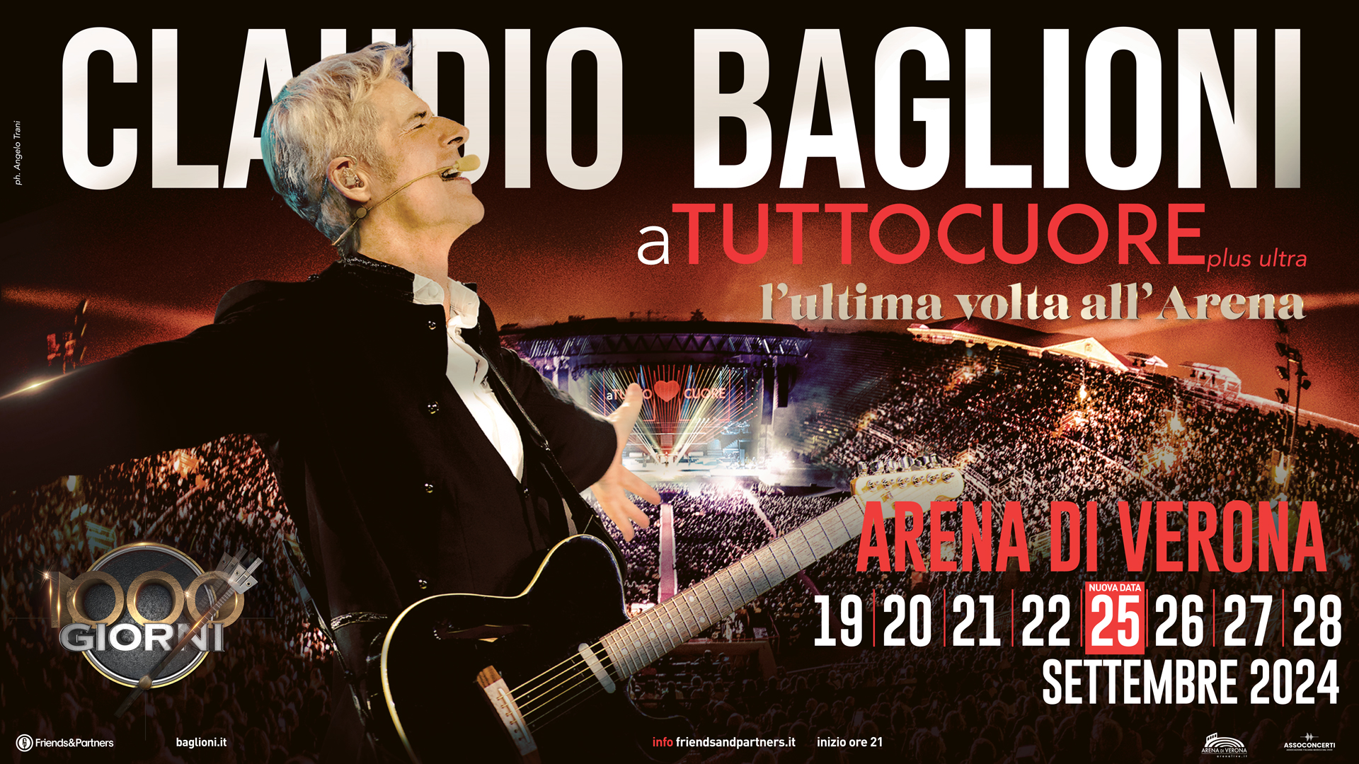 Claudio Baglioni all’Arena di Verona per gli ultimi concerti: informazioni scaletta, biglietti e come arrivare