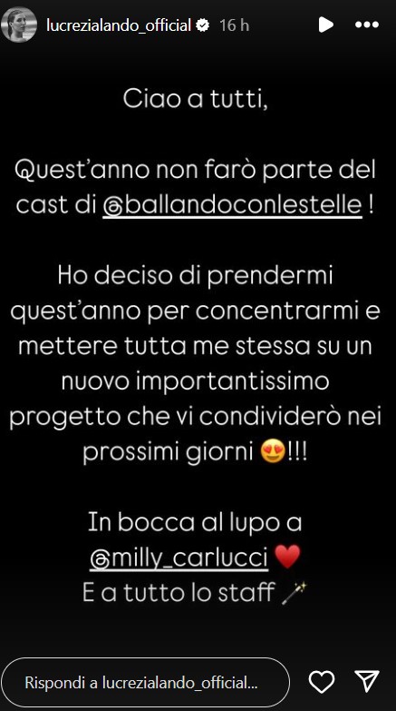Lucrezia Lando: addio a Ballando con le stelle