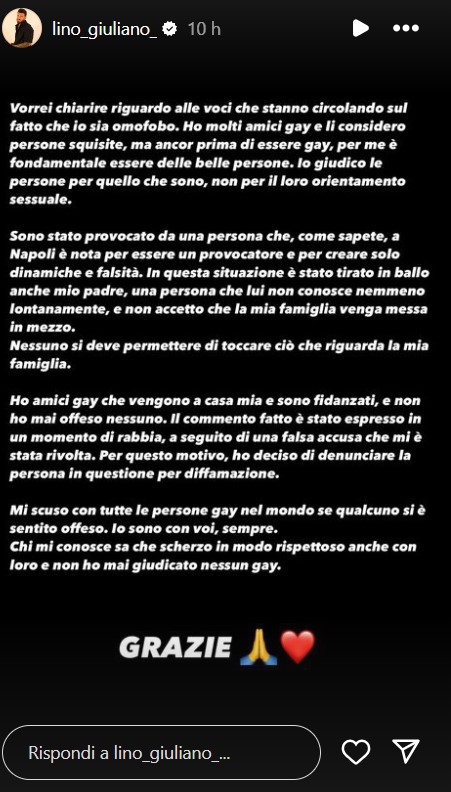 Scuse Lino Giuliano del Grande Fratello