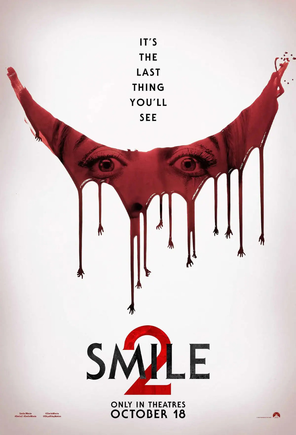 Secondo trailer italiano di Smile 2, un nuovo poster ufficiale e un video musicale della Skye Riley di Naomi Scott - Al cinema con Paramount Pictures Italia