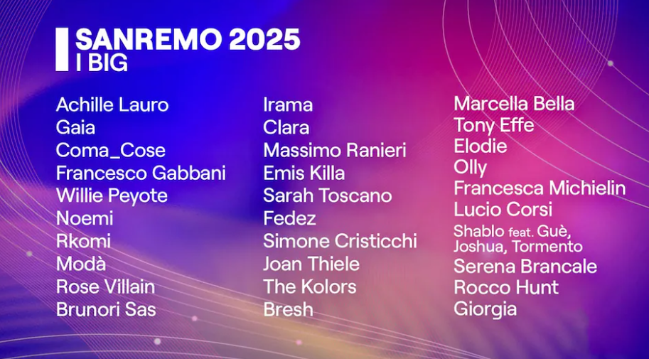 Tutti i titoli delle canzoni in gara al Festival di Sanremo 2025