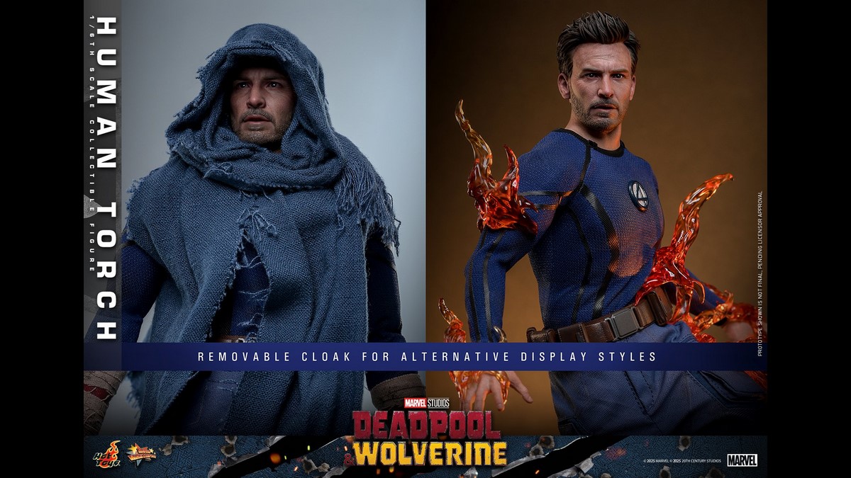 Deadpool & Wolverine: nuova action figure Hot Toys di Chris Evans come la “Torcia Umana” dei Fantastici 4