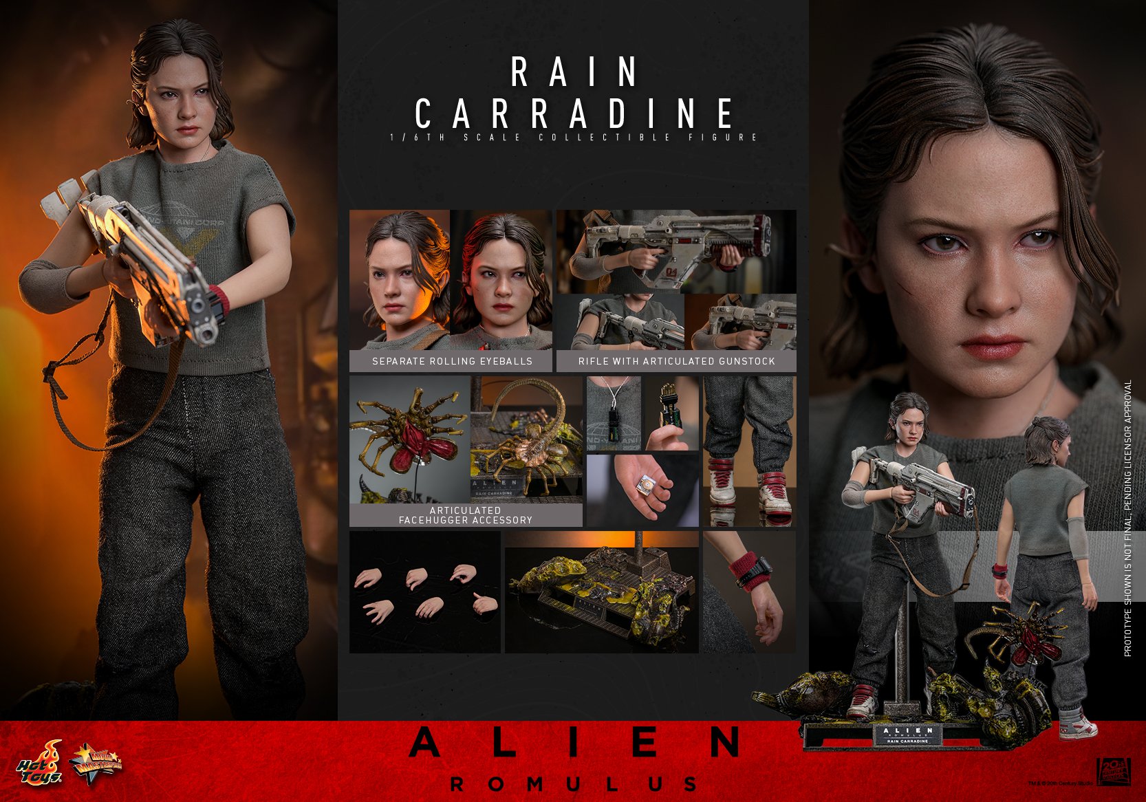Alien: Romulus ha convinto fan e critica e Hot Toys rivela due nuove action figures da collezione ispirate alla Rain Carradine di Cailee Spaeny e al nuovo Xenomorfo del film di Fede Alvarez.