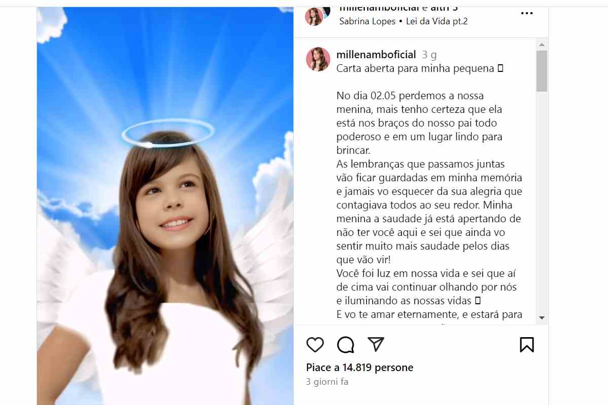 Milena Brandao lettera
