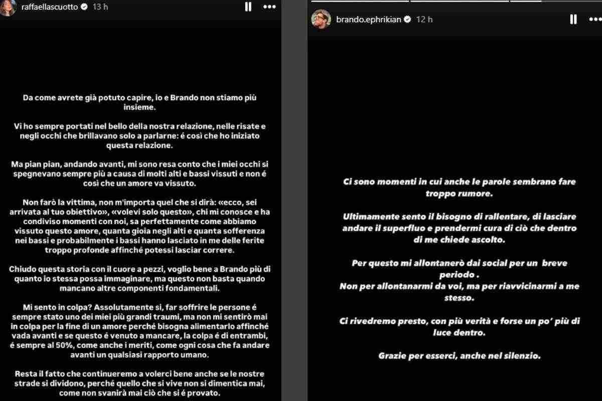 brando e raffaella si sono lasciati